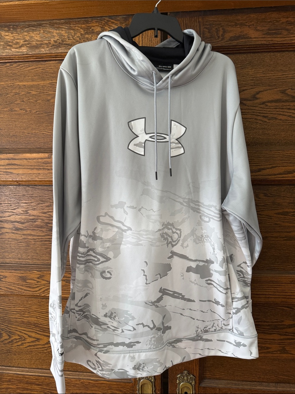 Under Armour Men's Light Gray Crewneck Hoodie with Subtle Camo Logo